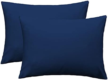 iMaylex Soft Egyptian Cotton Zipper Pillowcase Set of 2 Navy Blue Standard 20x26