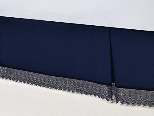 Elegant Comfort Navy Blue Bed Skirt with 15 Inch Drop