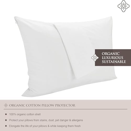 BIOWEAVES Organic Cotton Pillow Protectors 2-Pack 18 x 18