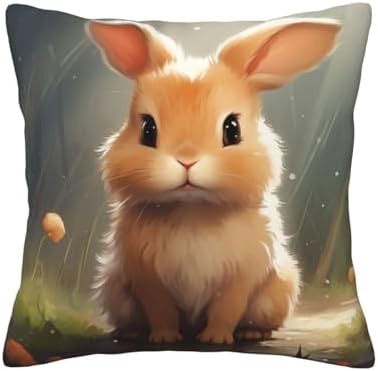 Cute Bunny Throw Pillow 12x12 Inch