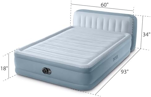 Intex Dura-Beam Deluxe Plush Air Mattress with Headboard Queen 600lb