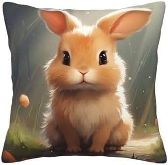 Cute Bunny Throw Pillow 12x12 Inch