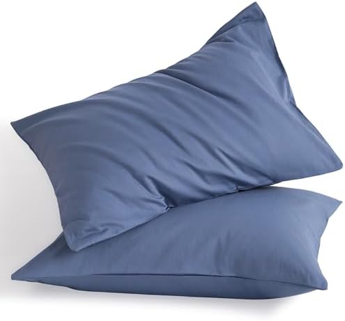 NTBAY Queen Cotton Pillowcases Set of 2 Denim Blue