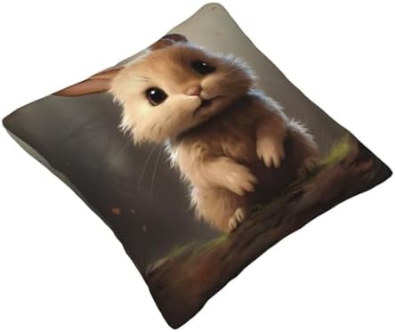 Ogniwo Cute Bunny Throw Pillow 12x12 Inch Soft Square Cushion Case