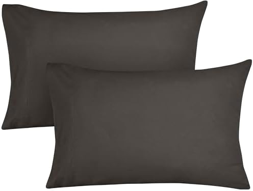 ROYALE LINENS 300 Thread Count Pillowcases Set of 2 - Percale Grey