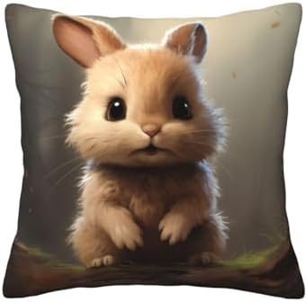 Ogniwo Cute Bunny Throw Pillow 12x12 Inch Soft Square Cushion Case
