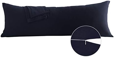 Oubonun 100 Jersey Cotton Body Pillow Cover with Zipper - Navy Blue 21x54