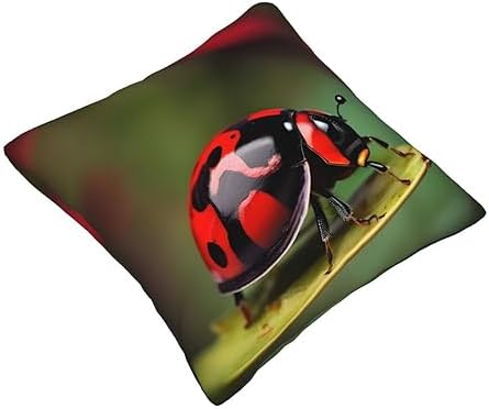 Red Ladybug Dasisy Throw Pillow 12x12 Inch