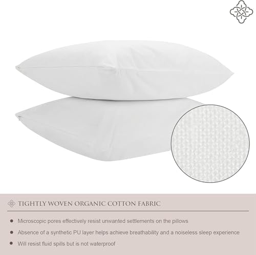 BIOWEAVES Organic Cotton Pillow Protectors 2-Pack 18 x 18
