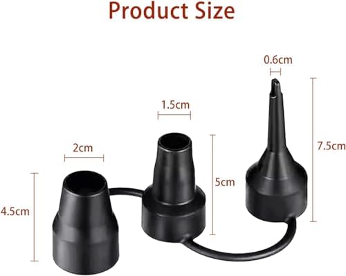 Weicoca 3 Sizes Black Air Pump Nozzle Replacement Set