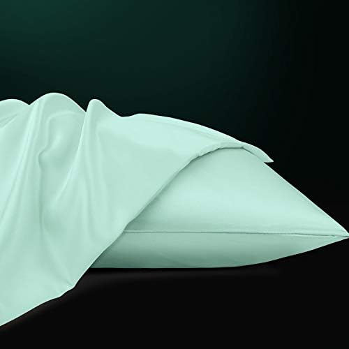 NTBAY Premium Satin Pillowcases Set of 2 20x26 Inches Cyan