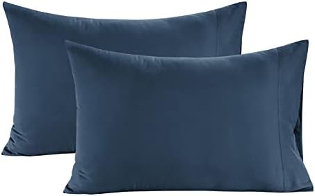 Lane Linen 100 Organic Cotton Pillow Cases Set of 2 - Navy Blue