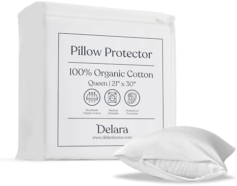 Delara Organic Pillow Protectors GOTS Certified with Zipper