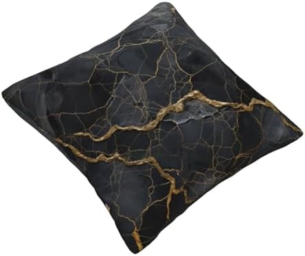 Ogniwo Black Textured Marble Throw Pillow 12x12 Inch 1