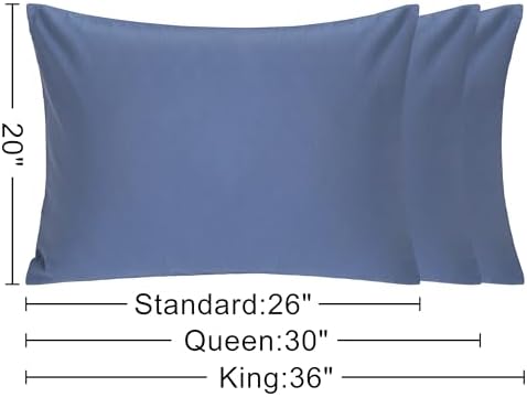 NTBAY Queen Cotton Pillowcases Set of 2 Denim Blue