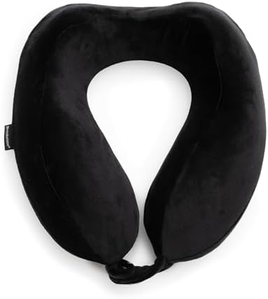 Brookstone Contoured Travel Pillow - Lightweight Memory Foam Neck Support