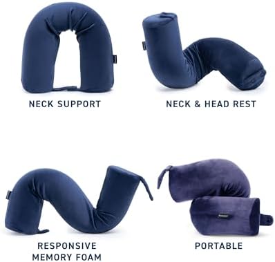 Brookstone Free Form Travel Pillow - Blue 1