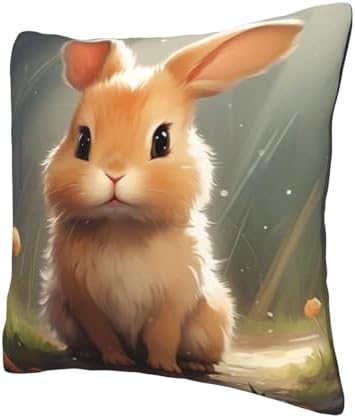 Cute Bunny Throw Pillow 12x12 Inch