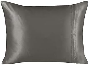 Satin Pillowcase with Zipper 2 Pack - Silver Grey Queen Size