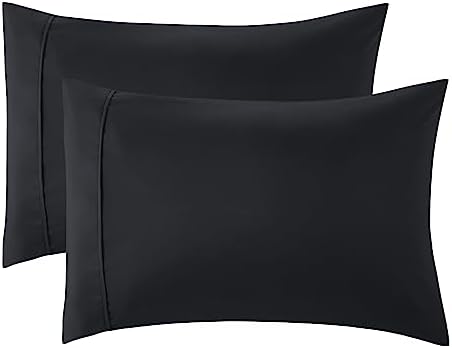 Bedsure King Size Pillow Cases Set of 2 - Black 20x36 inches