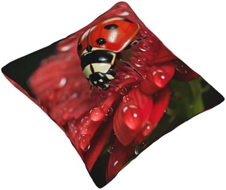 Ogniwo Ladybug Flower Throw Pillow 12x12 Inch