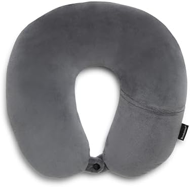 Brookstone Microbead Travel Head and Neck Pillow - Lightweight and Plush with Phone Pocket
