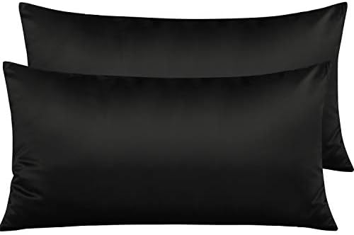 NTBAY Luxury Satin Pillowcases Set of 2 20x36 Inches Black