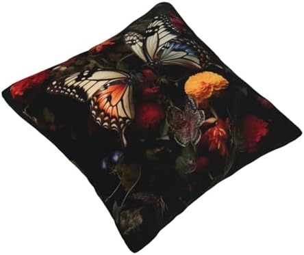 Ogniwo Butterfly Kissing Flowers Pillow Cover 12x12 Inch