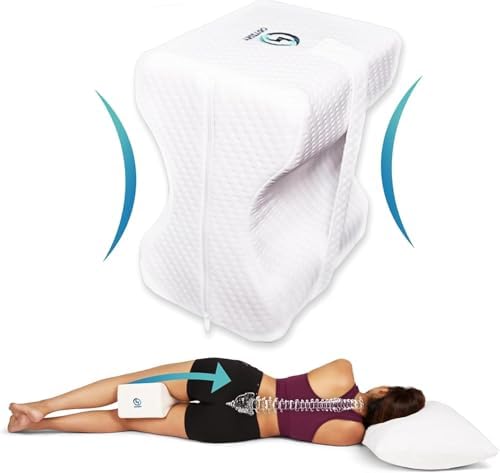 Ergonomic Knee Pillow for Side Sleepers with Cooling Design and Adjustable Strap