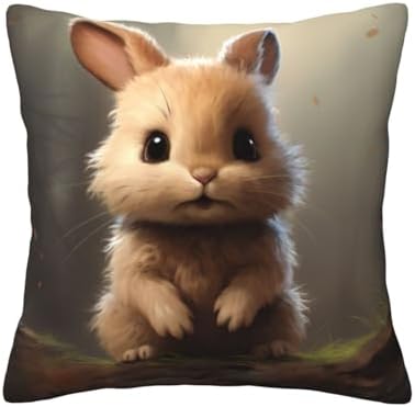Ogniwo Cute Bunny Throw Pillow 12x12 Inch Soft Square Cushion Case