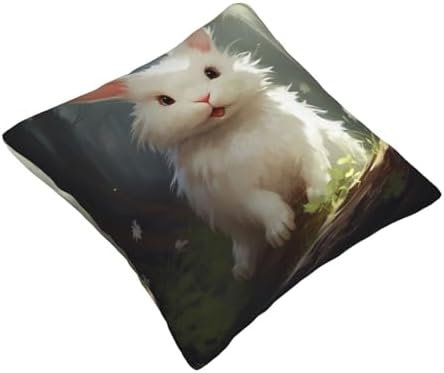 Ogniwo Cute White Rabbit Throw Pillow 12x12 Inch Soft Square Cushion Case 1