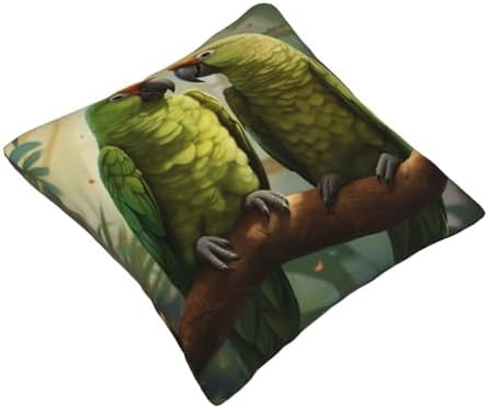 Ogniwo Couple Parrots Olive Throw Pillow 12x12 Inch