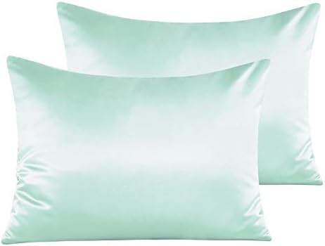 NTBAY Premium Satin Pillowcases Set of 2 20x26 Inches Cyan
