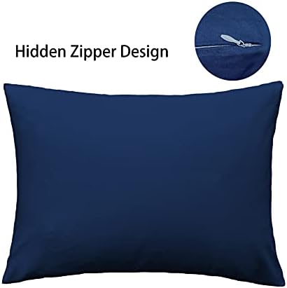 iMaylex Soft Egyptian Cotton Zipper Pillowcase Set of 2 Navy Blue Standard 20x26