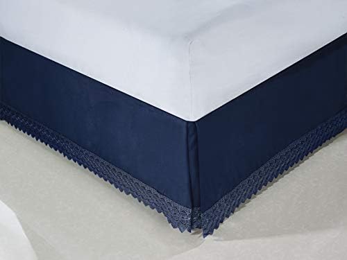 Elegant Comfort Navy Blue Bed Skirt with 15 Inch Drop
