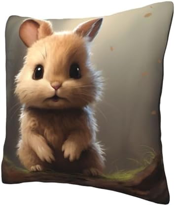 Ogniwo Cute Bunny Throw Pillow 12x12 Inch Soft Square Cushion Case