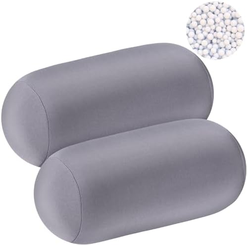 Geelin 2 Pcs Microbead Roll Pillow for Neck and Head Support