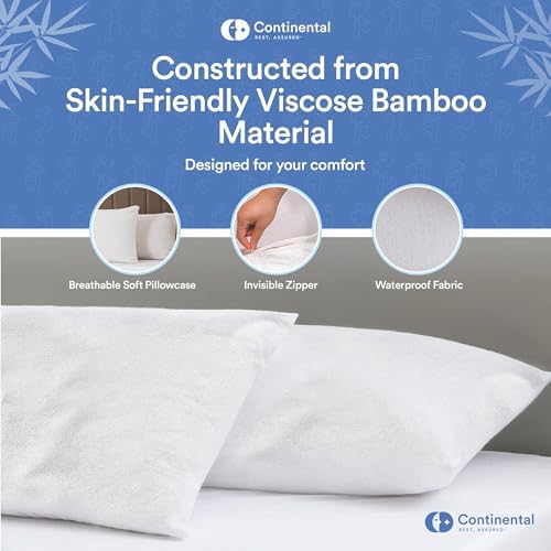 Continental Bedding Bamboo Viscose Pillow Protectors - 24x24 Inch Zippered Pack of 1