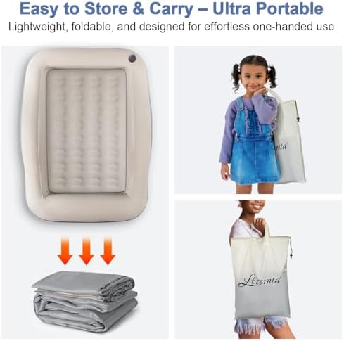 LOREINTA Inflatable Toddler Travel Bed with Safety Bumpers