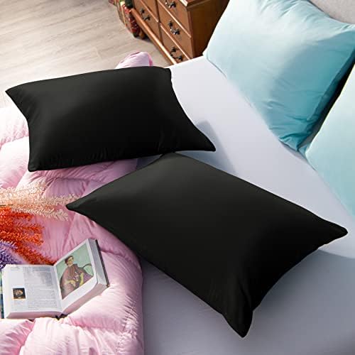 NTBAY Luxury Satin Pillowcases Set of 2 20x36 Inches Black
