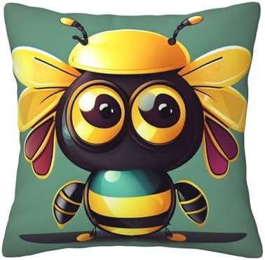 Ogniwo Cartoon Bee Throw Pillow 12x12 Inch