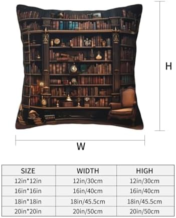 Ogniwo Library Bookshelf Throw Pillow 12x12 Inch