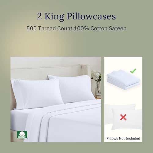 California Design Den 500 TC Cotton Sateen Pillowcases Set of 2 King