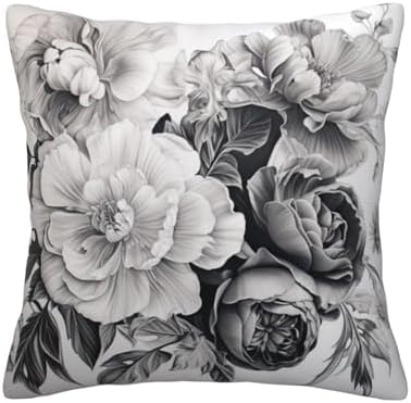 Ogniwo Floral Graphite Throw Pillow 12x12 Inch Soft Square Cushion Cover