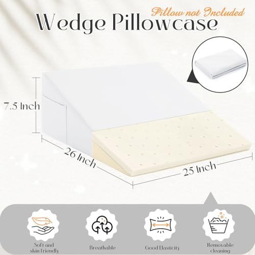 Horbaunal White Wedge Pillow Cover with Zipper Side Pockets