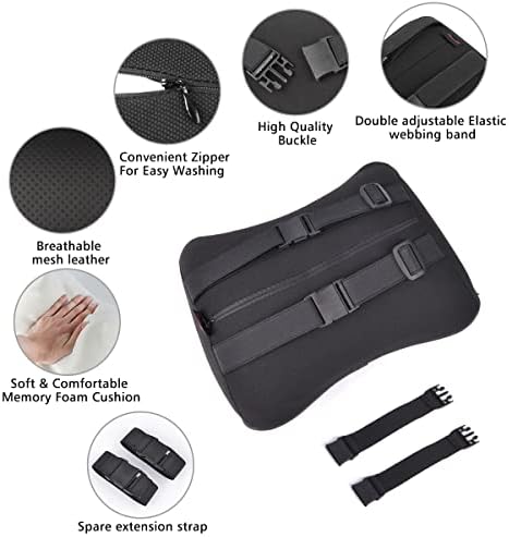Aukee Car Headrest Pillow Pack of 2 Black