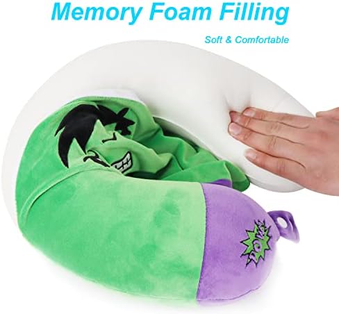 ETOILESEA Superhero Travel Pillow with Eye Mask for Kids Adults
