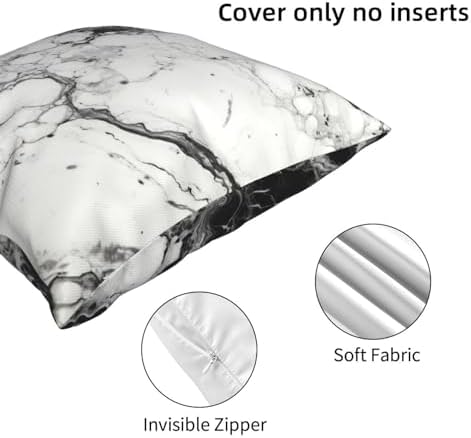 Ogniwo Black White Marble Throw Pillow 12x12 Inch