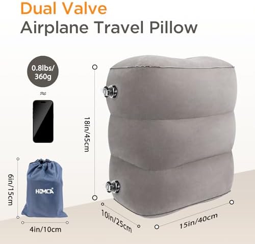 HOMCA Inflatable Travel Foot Rest Pillow 2-Pack Adjustable