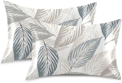 TSENQUE Abstract Leaves Sateen Pillow Cases for Hair and Cooling